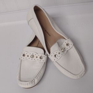 New Without Label Isaac Mizrahi White Loafers with Ornamental Design